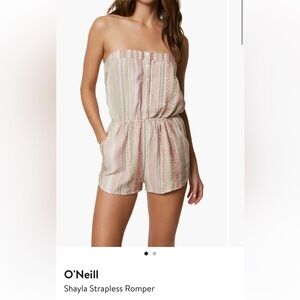 O'Neill Shayla Strapless Romper - Pink and Cream